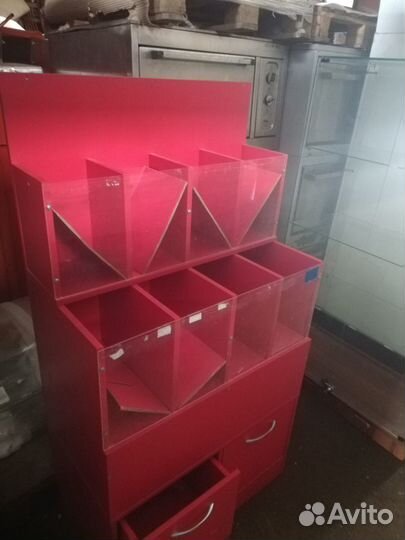 Стеллаж дсп конфетница 80-100/42/150 красная