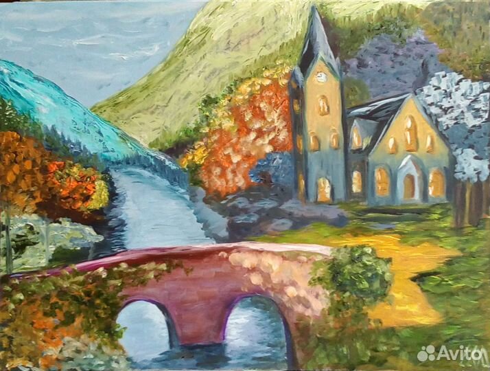 Картина маслом Вечерняя служба в часовне