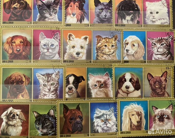 Коллекционные марки кошки и собаки