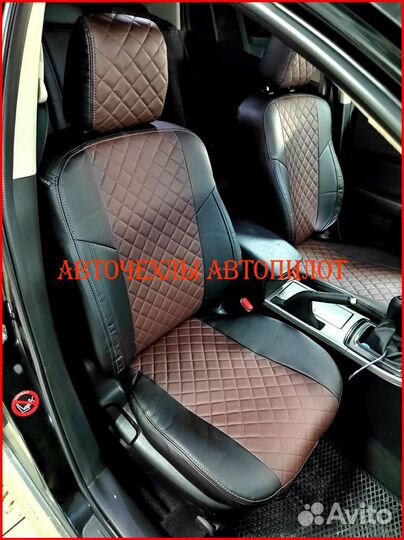 Чехлы Автопилот Mazda 6 из экокожи чёрно-шоколадны