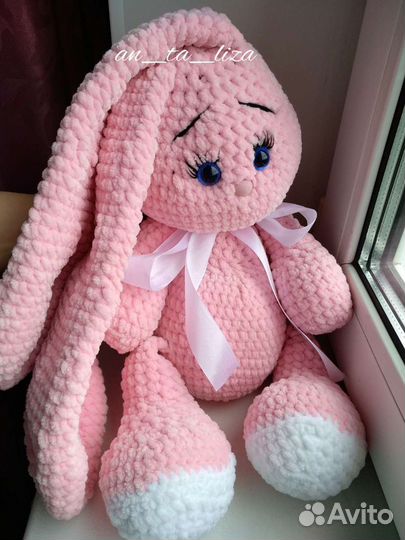 Вязаный Плюшевый Зайчик 40 см / Мягкие игрушки