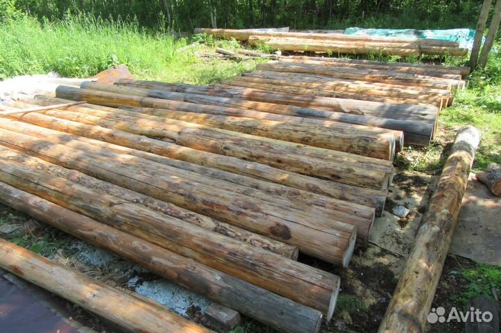 Бревна стоительные ошкуренные