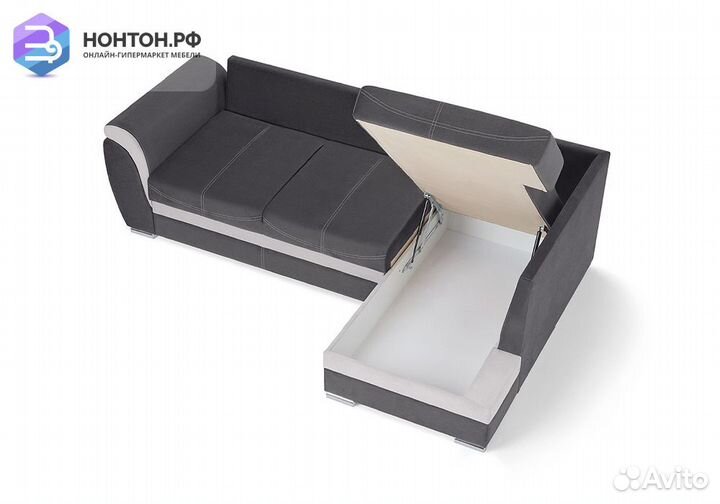 Диван угловой дельфин Стефани темно-серый / серый