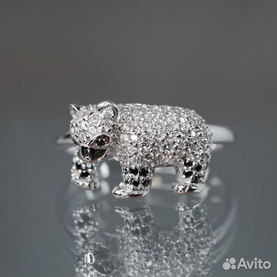 Кольцо с медвежонком серебро 925 проба Россия