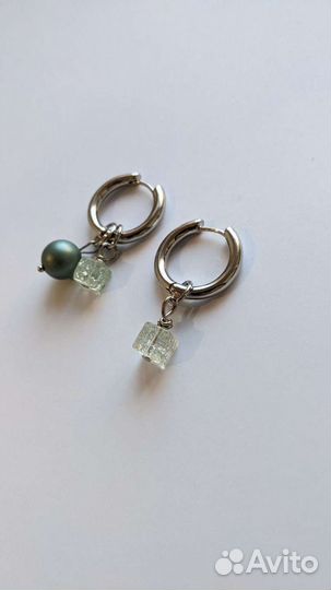 Серьги бублики с подвесками, швензы, кольца