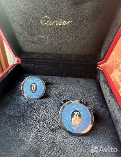 Запонки double C DE cartier with blue lacquer