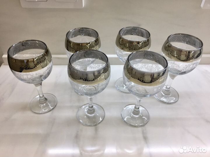 Набор бокалов для вина Версачи платина гравировка