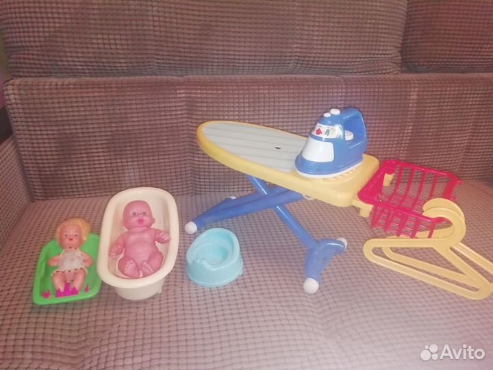 Куклы пупсы, гладильная доска