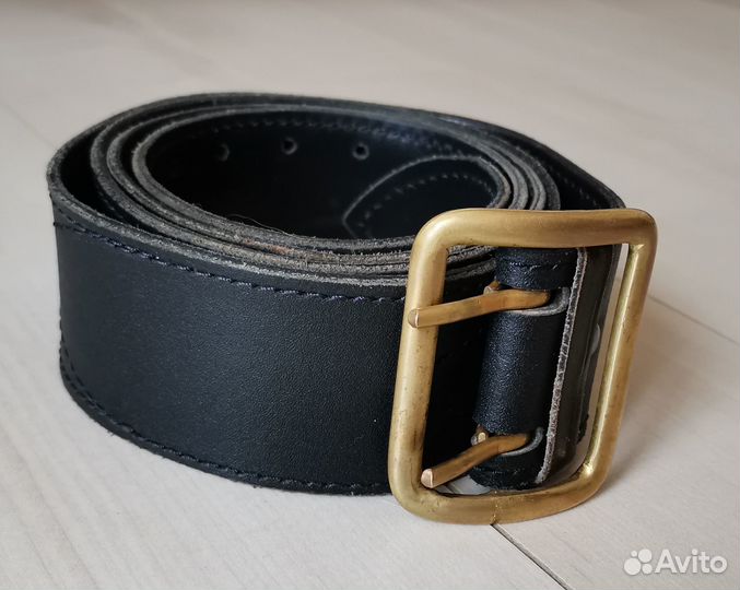 Черный офицерский кожаный двойной ремень