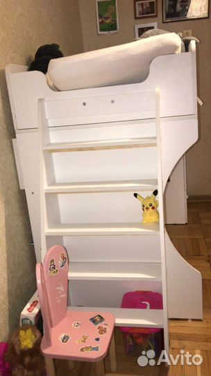 Детская кровать чердак+матрас+бортики