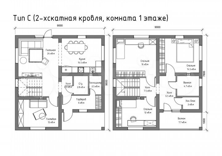 Коттедж 145 м² на участке 10 сот.