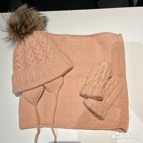 Шапка снуд варежки новые