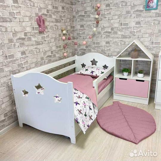 Кроватка для малыша высокий борт берёза сингл