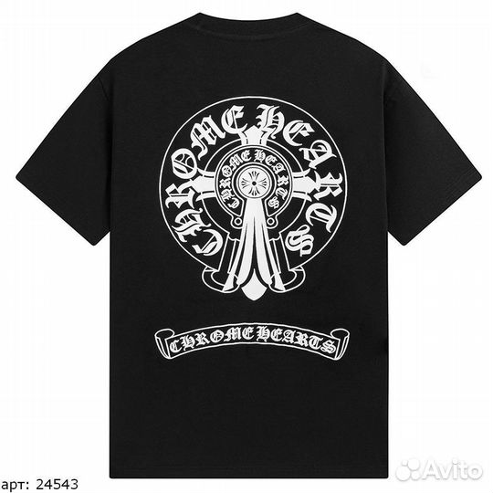 Chrome hearts футболка aroun heart Чёрная