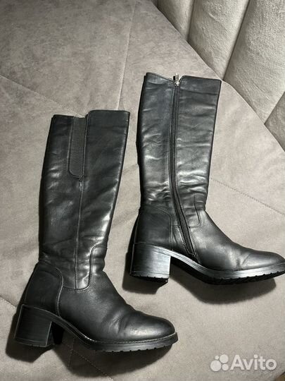 Сапоги женские 37 размер натуральная кожа б/у