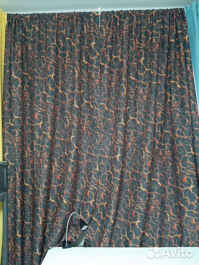 Шторы 1,5 * 2,53 м - 2 шт принт Вулкан