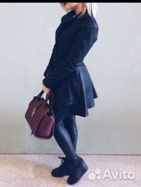 Кожаный плащ женский 40
