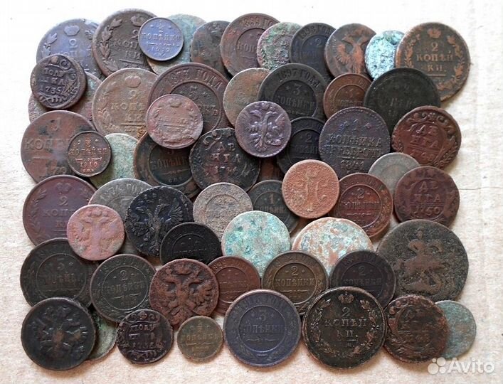 Старинные медные монеты 50 штук (лот-29 )