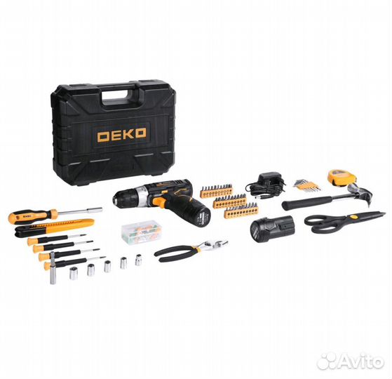 Шуруповерт с 2 аккум. и инструментами deko