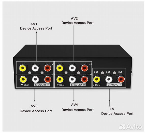 Аудио Видео селектор (переключатель) 4 порта