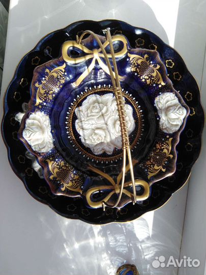 Конфетница czech и др. фарфор кобальт позолота