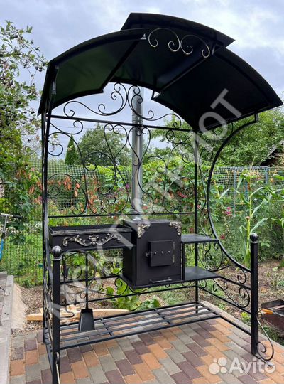 Мангал с печью под казан