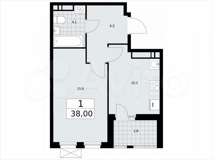 1-к. квартира, 38 м², 17/17 эт.