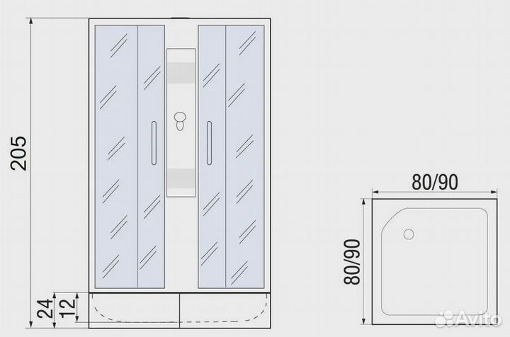 Душевая кабина River Quadro 80/24 MT (80х80) б/к