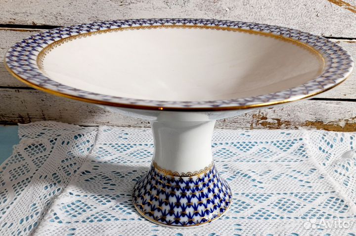 Фруктовница на ножке /лфз/кобальтовая сетка