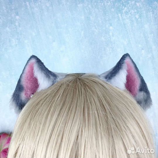 Косплей Серые Кошачьи Ушки на Ободке