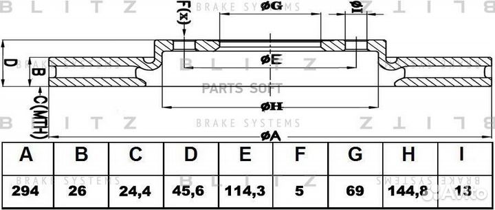 Blitz BS0328 Диск тормозной вентилируемый перед