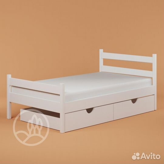 Детская кровать Стандарт из массива белая