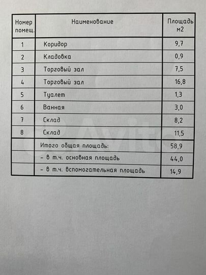 Торговая площадь, 58.9 м²