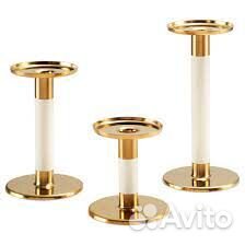 Набор подсвечников Глитриг 3 шт слоновая кость