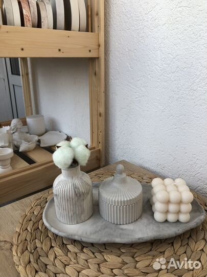 Подарочный набор свечи, декор из гипса