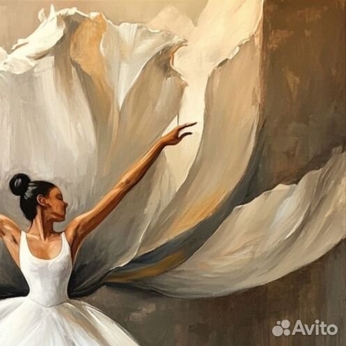 Картина маслом с душой балерина-цветок