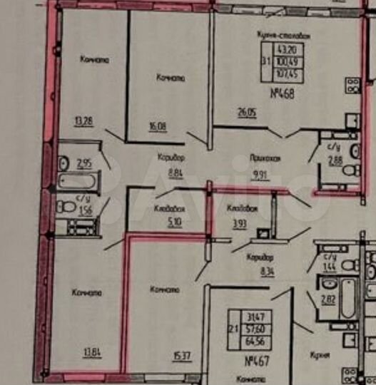 3-к. квартира, 108,3 м², 5/17 эт.