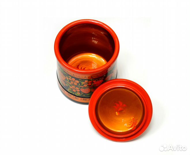 Емкость деревянная с хохломской росписью 