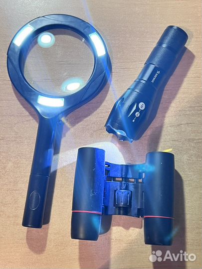Бинокль фонарик фонарь лупа с подсветкой