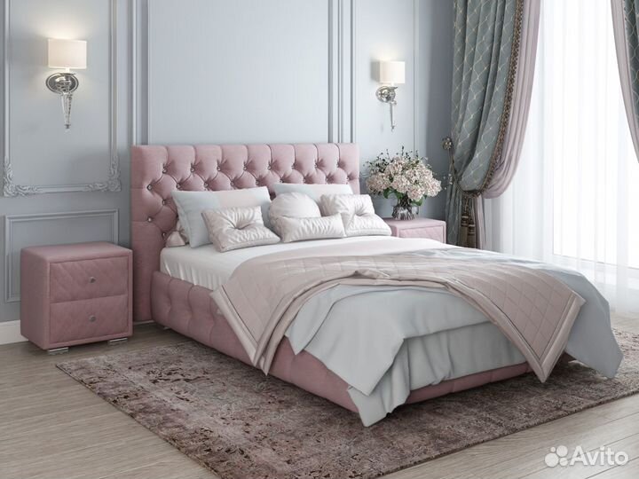 Кровать интерьерная, велюр, Мирабель