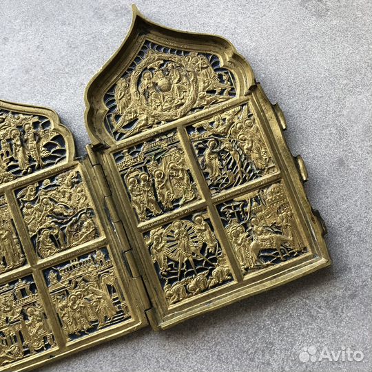 Икона складень Праздники. 2 створки. Черная змаль