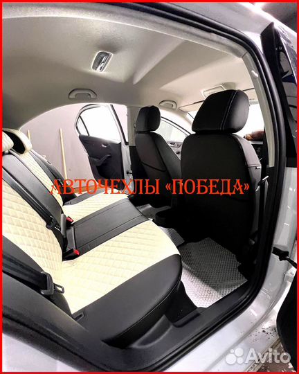 Чехлы Volkswagen Polo 5 Sd из экокожи чёрно-бежевы