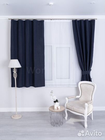 Комплект коротких штор из рогожки 190х145 разные