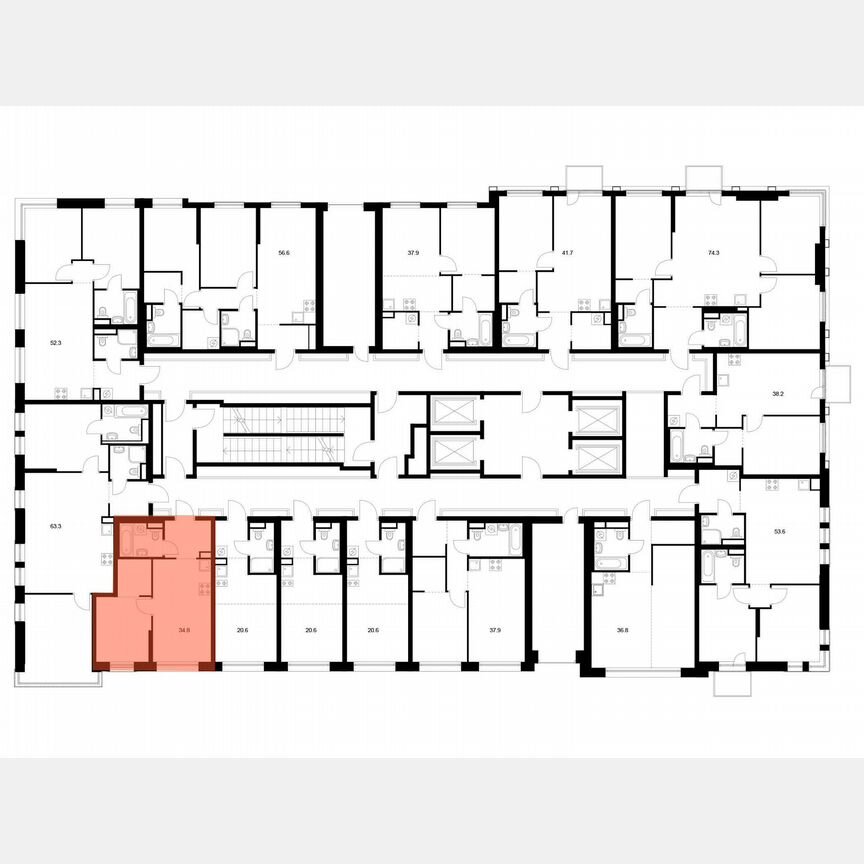 1-к. квартира, 34,8 м², 22/37 эт.