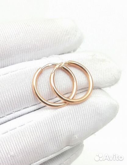 Золотые золотые серьги конго из красного золота 58