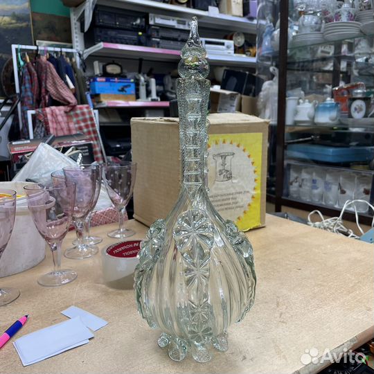 Графин штоф лебедь гусь хрустальный СССР (Сзр)