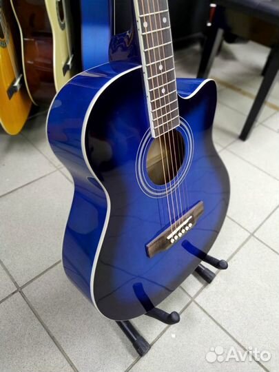 Синяя Акустическая гитара Новая