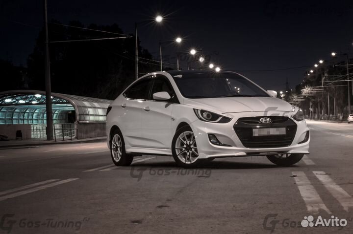 Накладка переднего бампера сплитер Hyundai Solaris