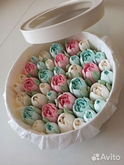 Зефирные цветы в коробочке