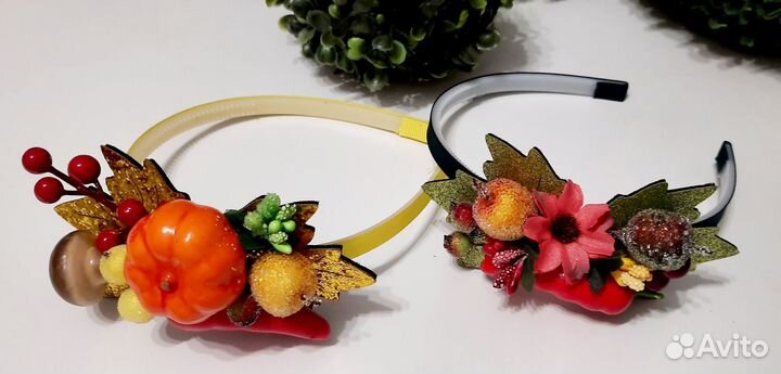 Ободок осенний для волос ручной работы